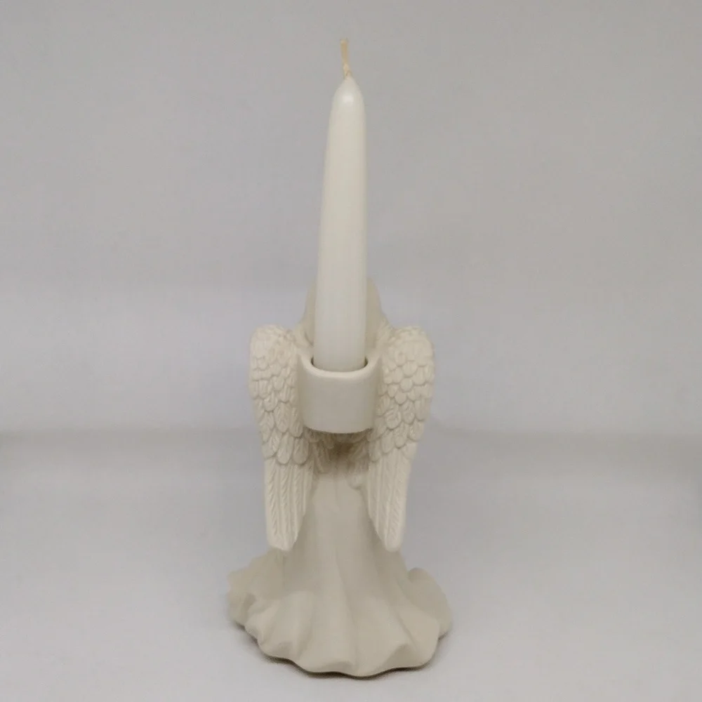 Vintage PartyLite Angel of Light Bisque Taper Candle Holder Matte Ivory‎ Finish